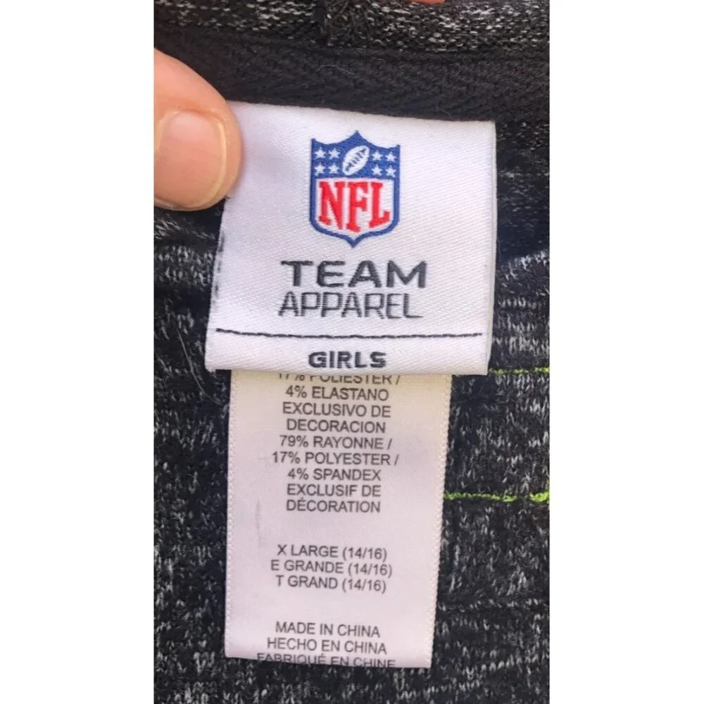 NFL Team Apparel Seattle Seahawks Black Heather High Low Hoodie Girls Size XL - Picture 3 of 5